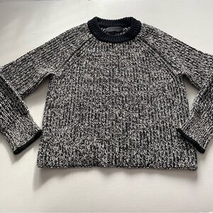 XS| Rag and Bone | round neck black and white boxy fit crop knit sweater